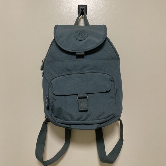 Kipling Backpack Queenie Mystic Blue Travel Carry On nylon knapsack - Picture 2 of 12